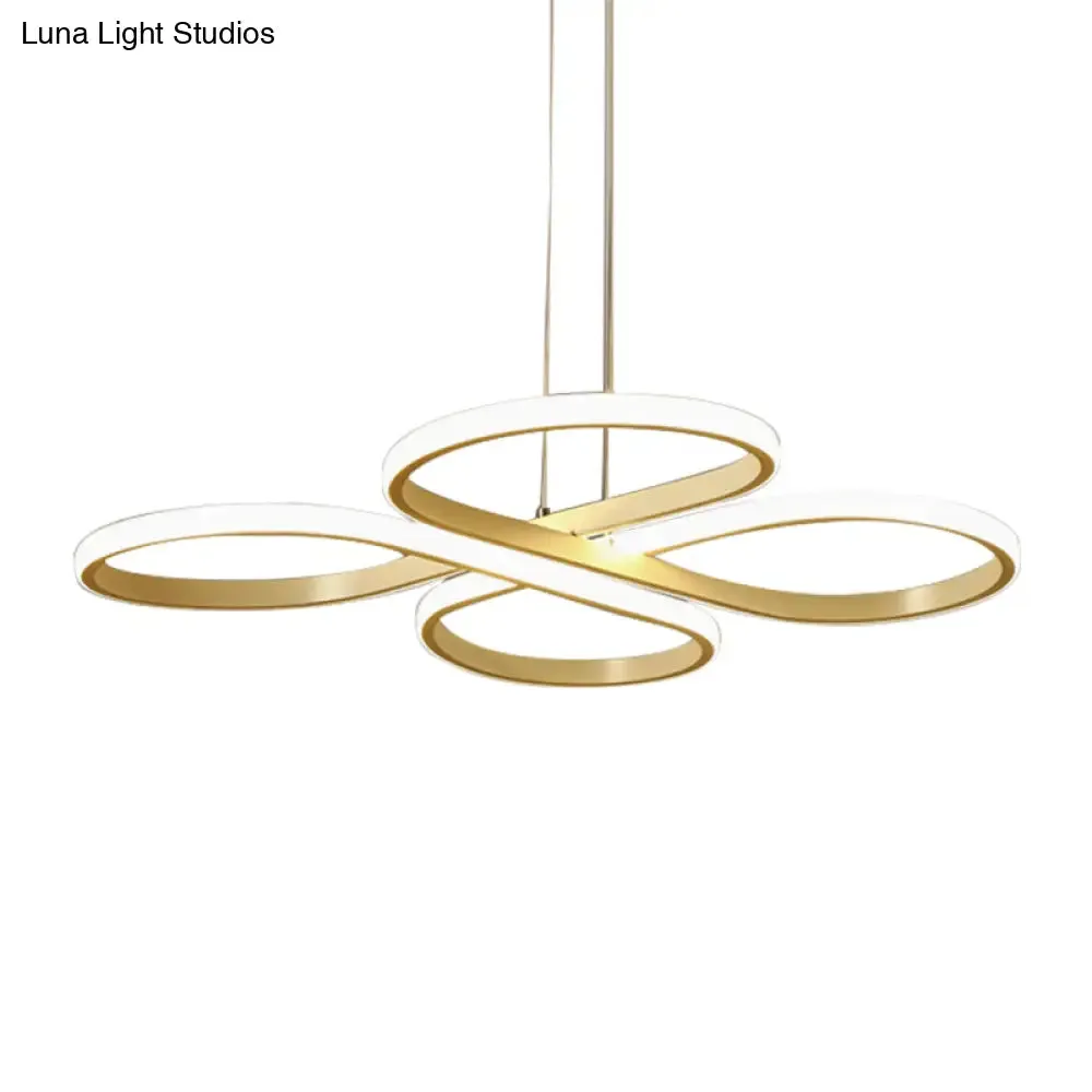 Modern LED Acrylic Chandelier Pendant - White/Gold Floral Ceiling Light Fixture, Warm/White Light - 19"/23"/29" Wide