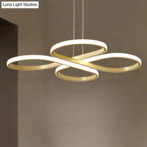 Modern LED Acrylic Chandelier Pendant - White/Gold Floral Ceiling Light Fixture, Warm/White Light - 19"/23"/29" Wide