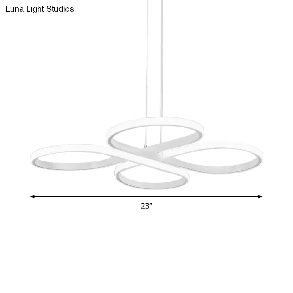 Modern LED Acrylic Chandelier Pendant - White/Gold Floral Ceiling Light Fixture, Warm/White Light - 19"/23"/29" Wide
