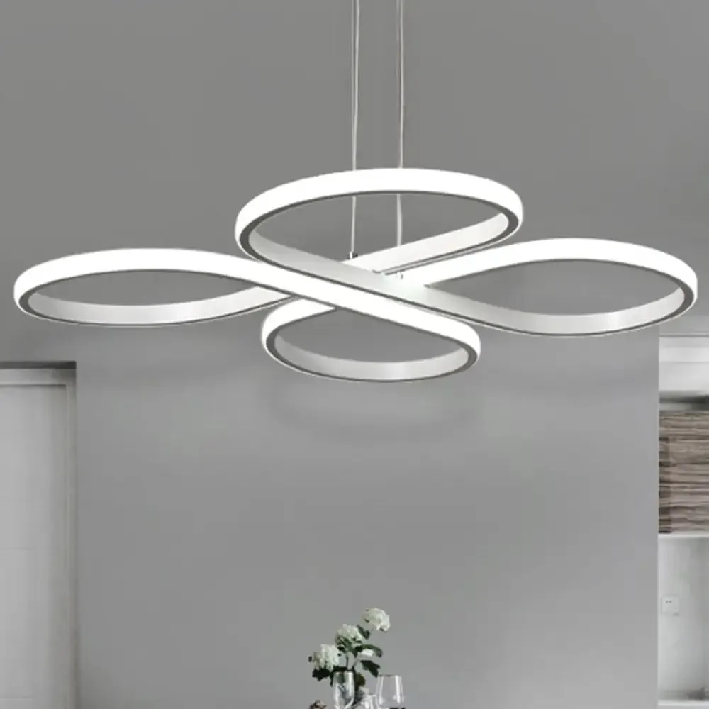 Modern LED Acrylic Chandelier Pendant - White/Gold Floral Ceiling Light Fixture, Warm/White Light - 19"/23"/29" Wide