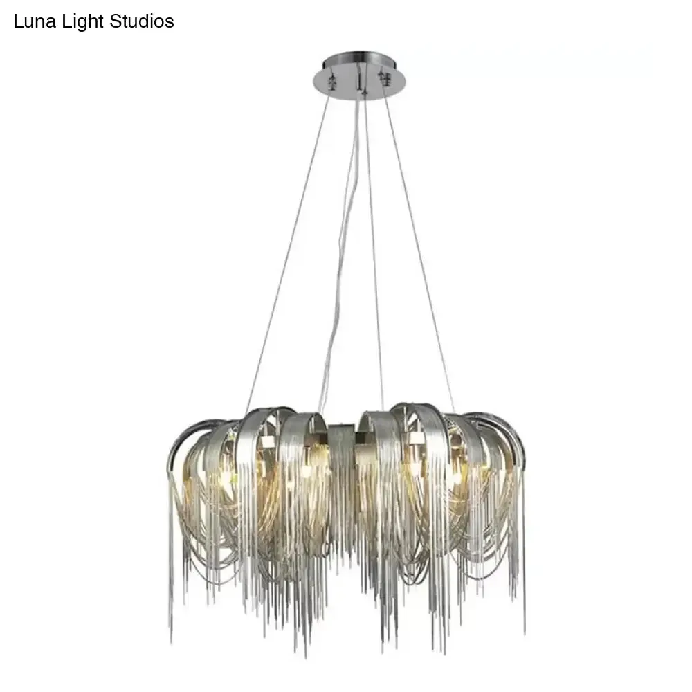 Modern LED Chandelier - Aluminum Chain Suspension Lamp for Dining Room