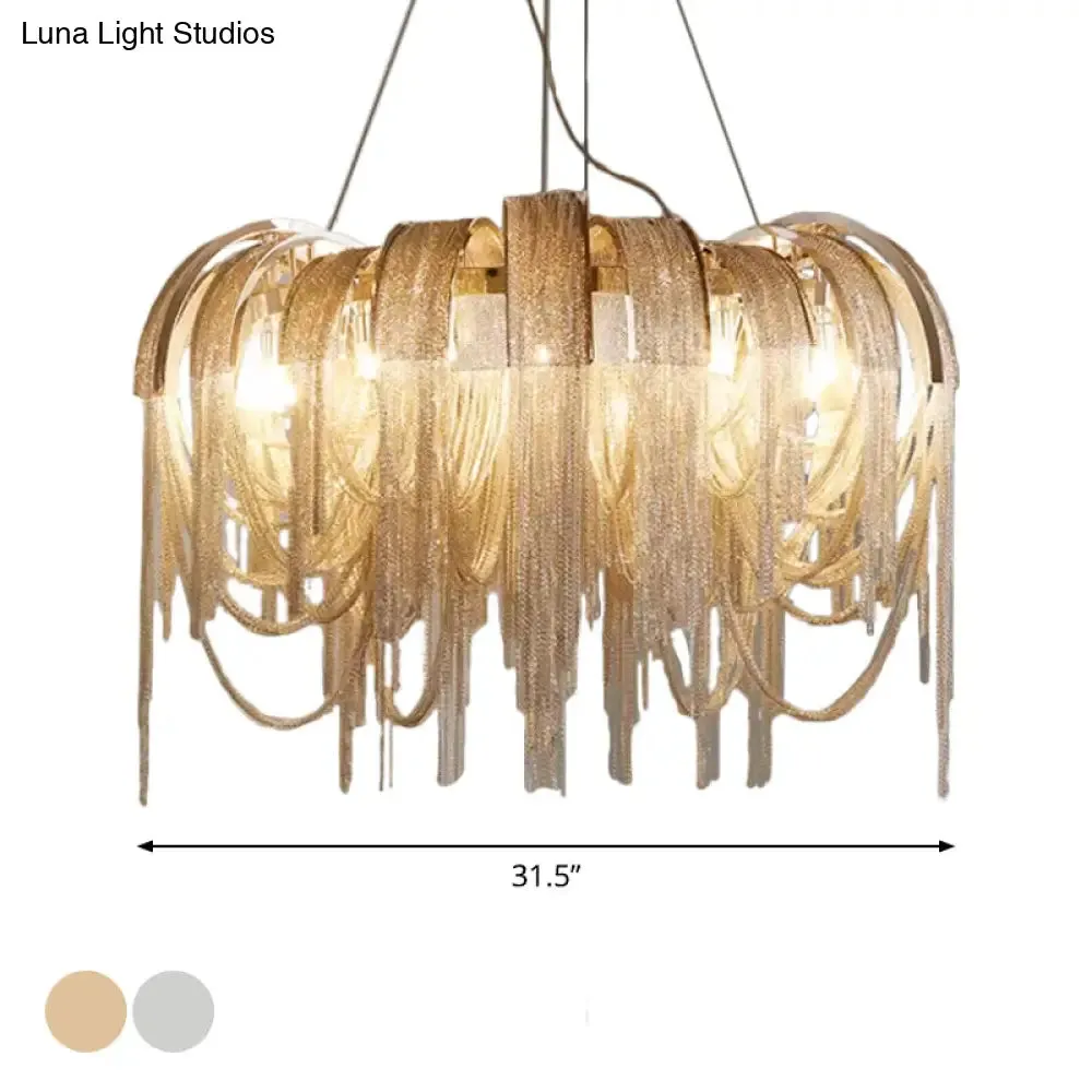 Modern LED Chandelier - Aluminum Chain Suspension Lamp for Dining Room