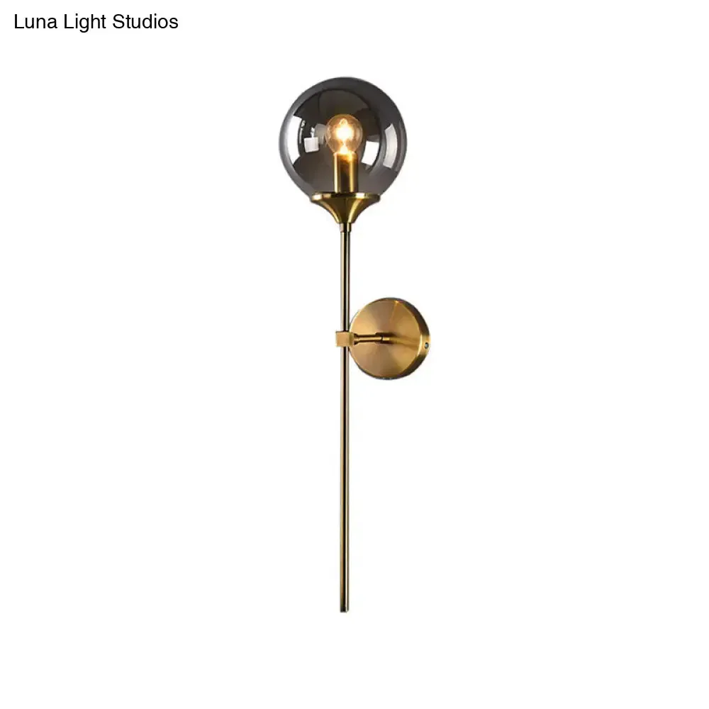 Modernist Glass Round Sconce Lamp: 1-Light Wall Mounted Light in Gold for Living Room