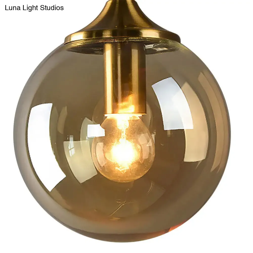 Modernist Glass Round Sconce Lamp: 1-Light Wall Mounted Light in Gold for Living Room