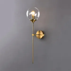 Modernist Glass Round Sconce Lamp: 1-Light Wall Mounted Light in Gold for Living Room