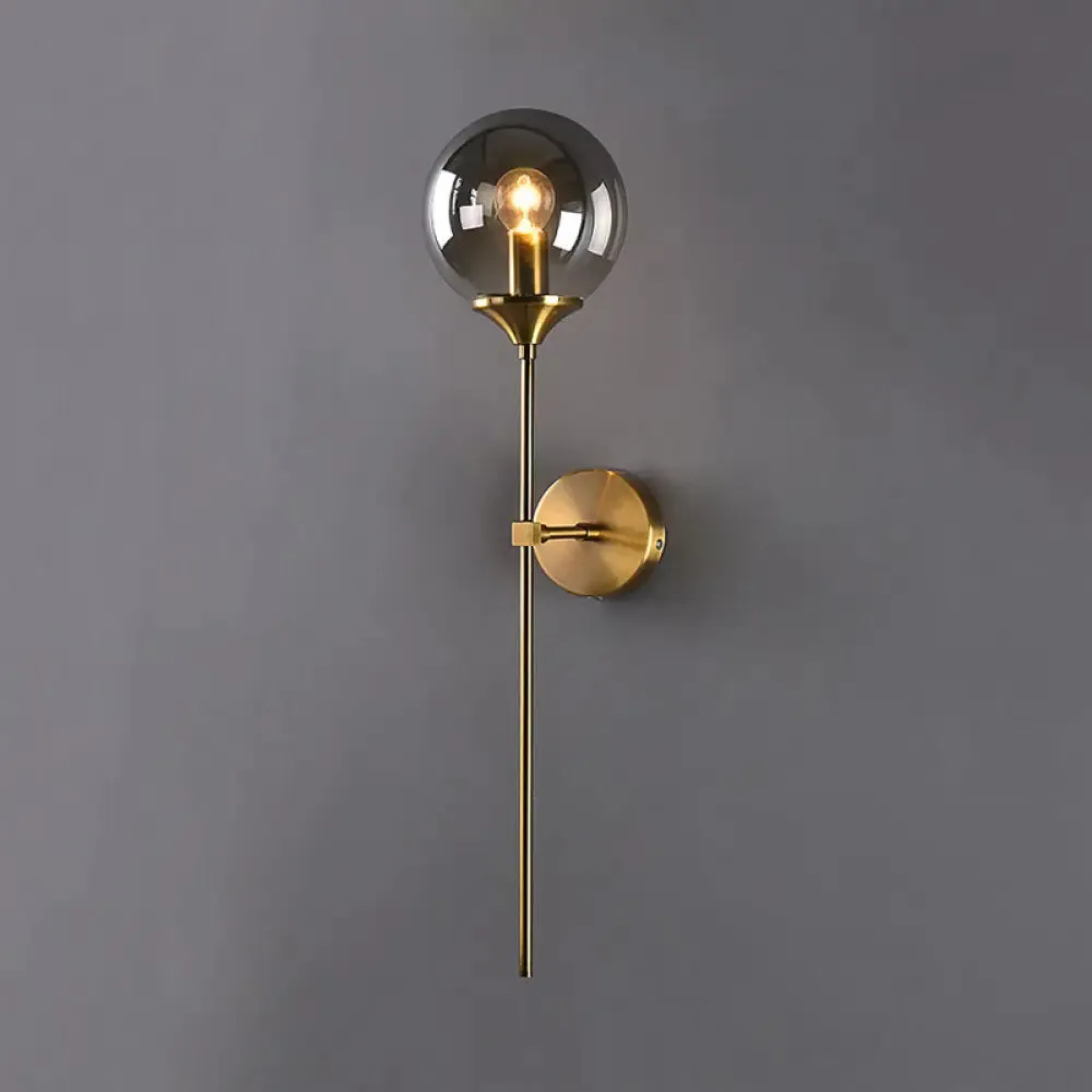 Modernist Glass Round Sconce Lamp: 1-Light Wall Mounted Light in Gold for Living Room