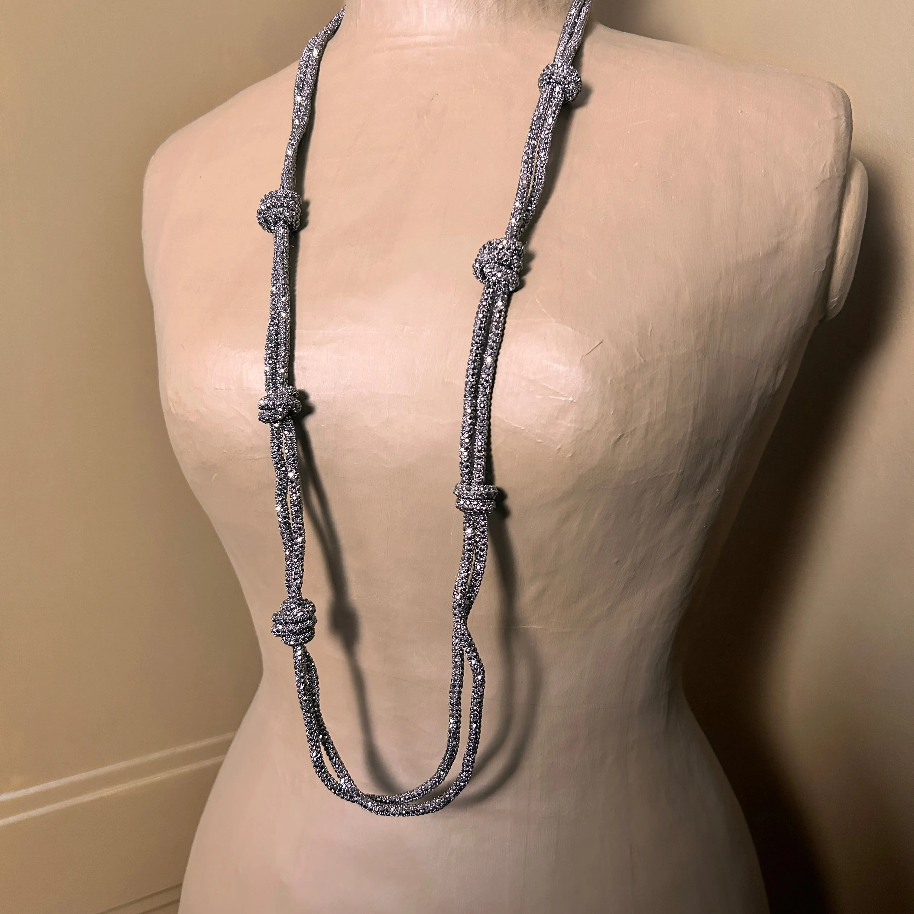 MOTSI long crystal knot necklace