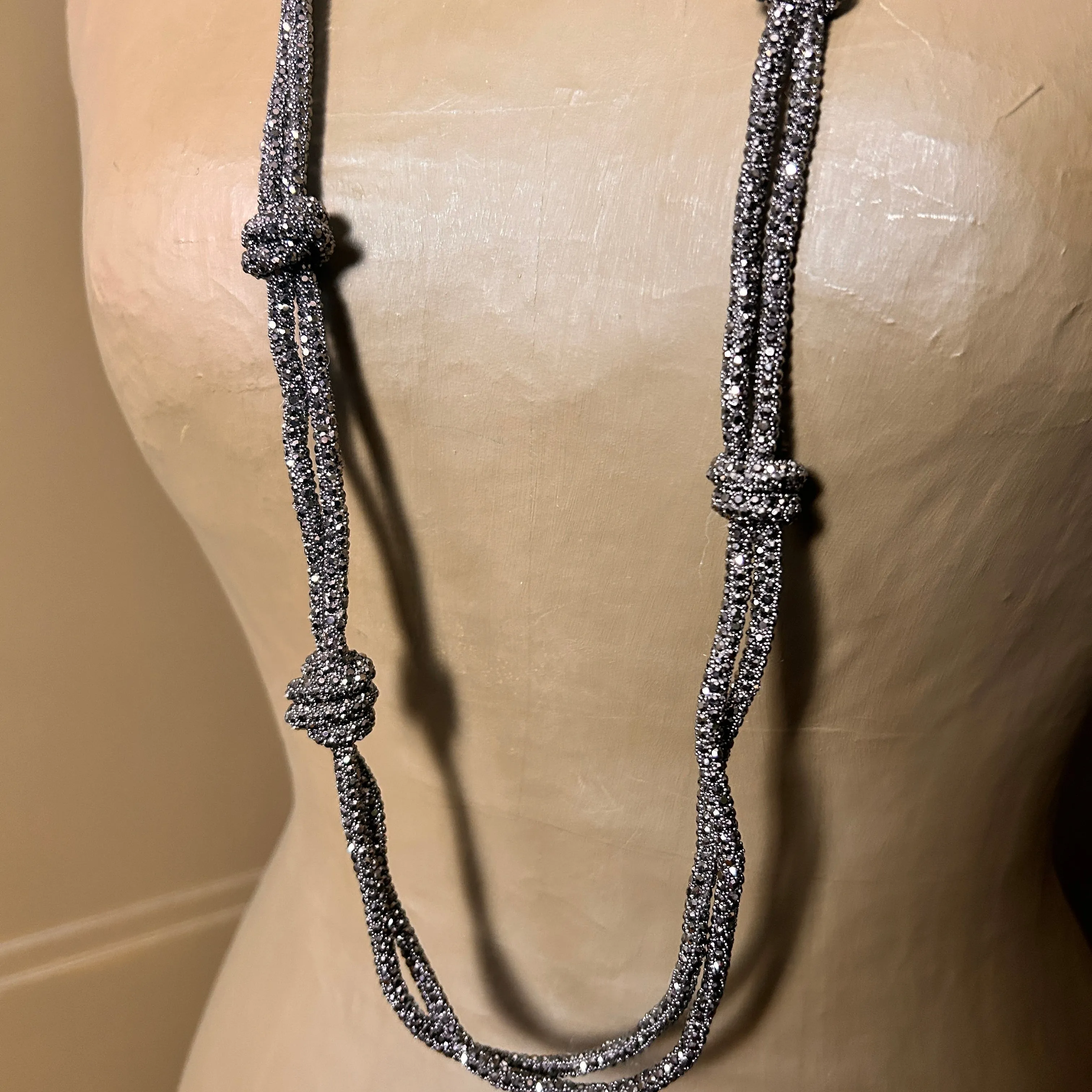 MOTSI long crystal knot necklace