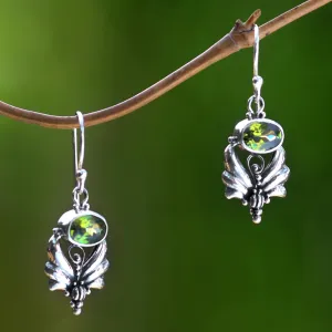 Mystical Sterling Silver Peridot Dangle Earrings
