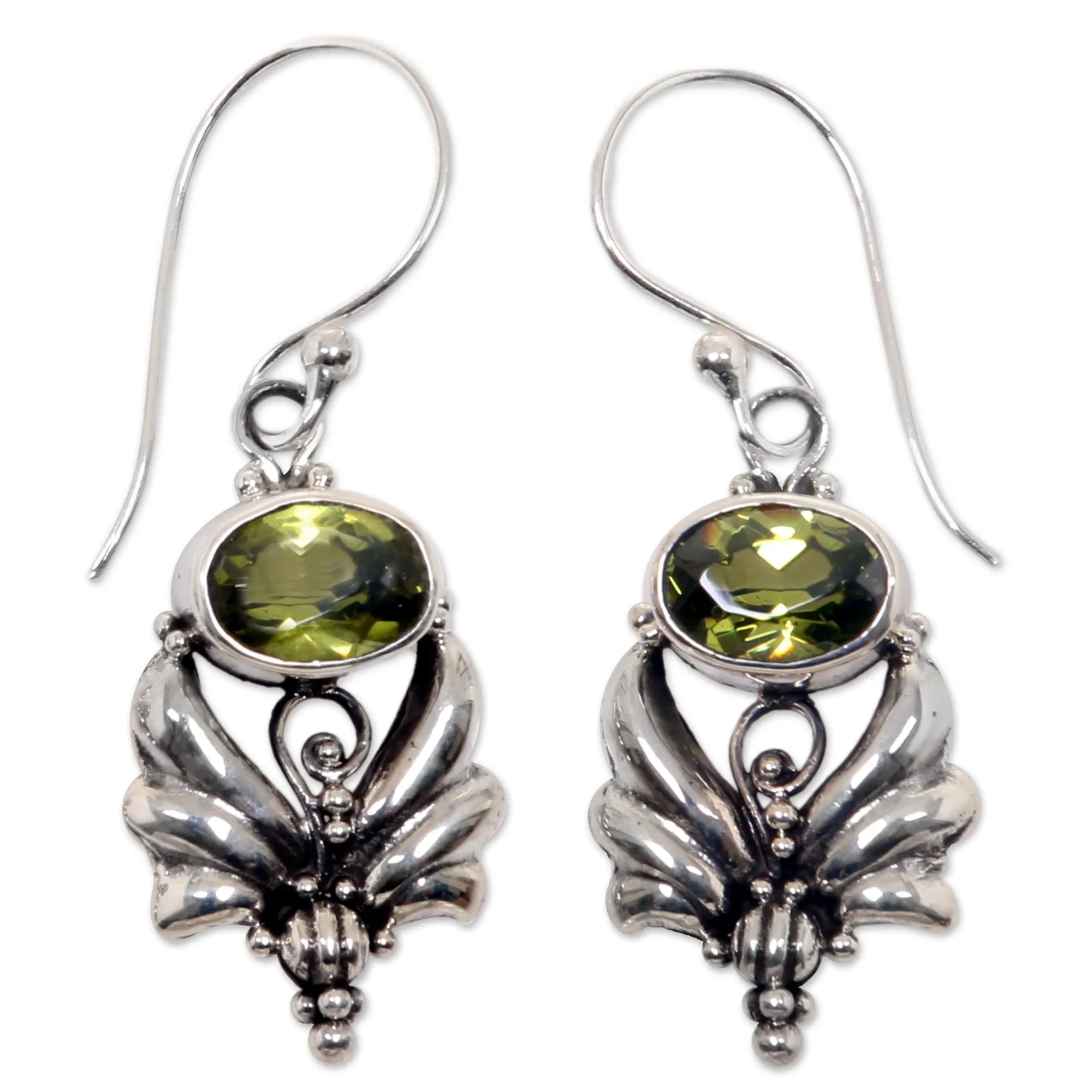 Mystical Sterling Silver Peridot Dangle Earrings
