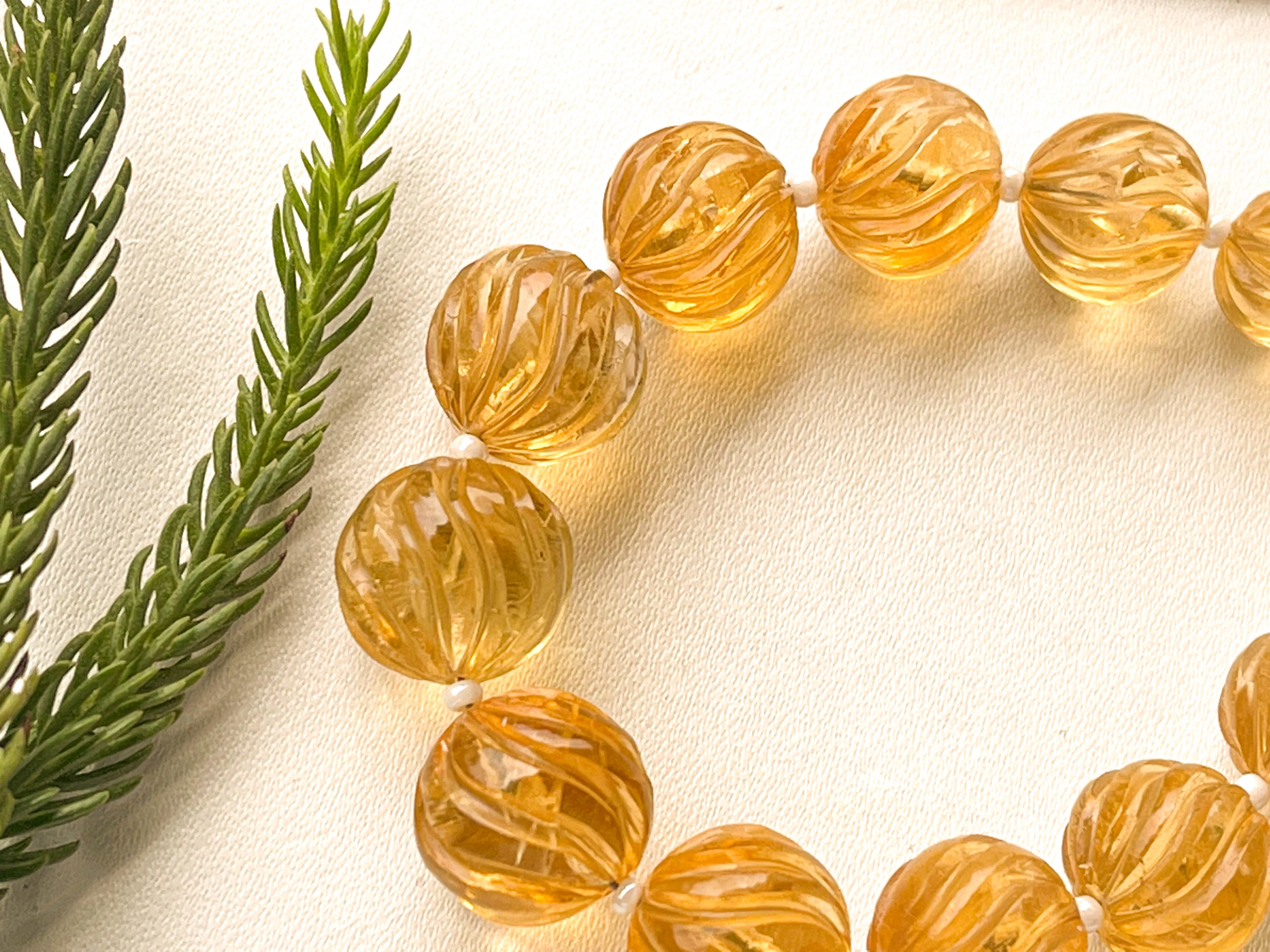 Natural Citrine Spiral carved balls