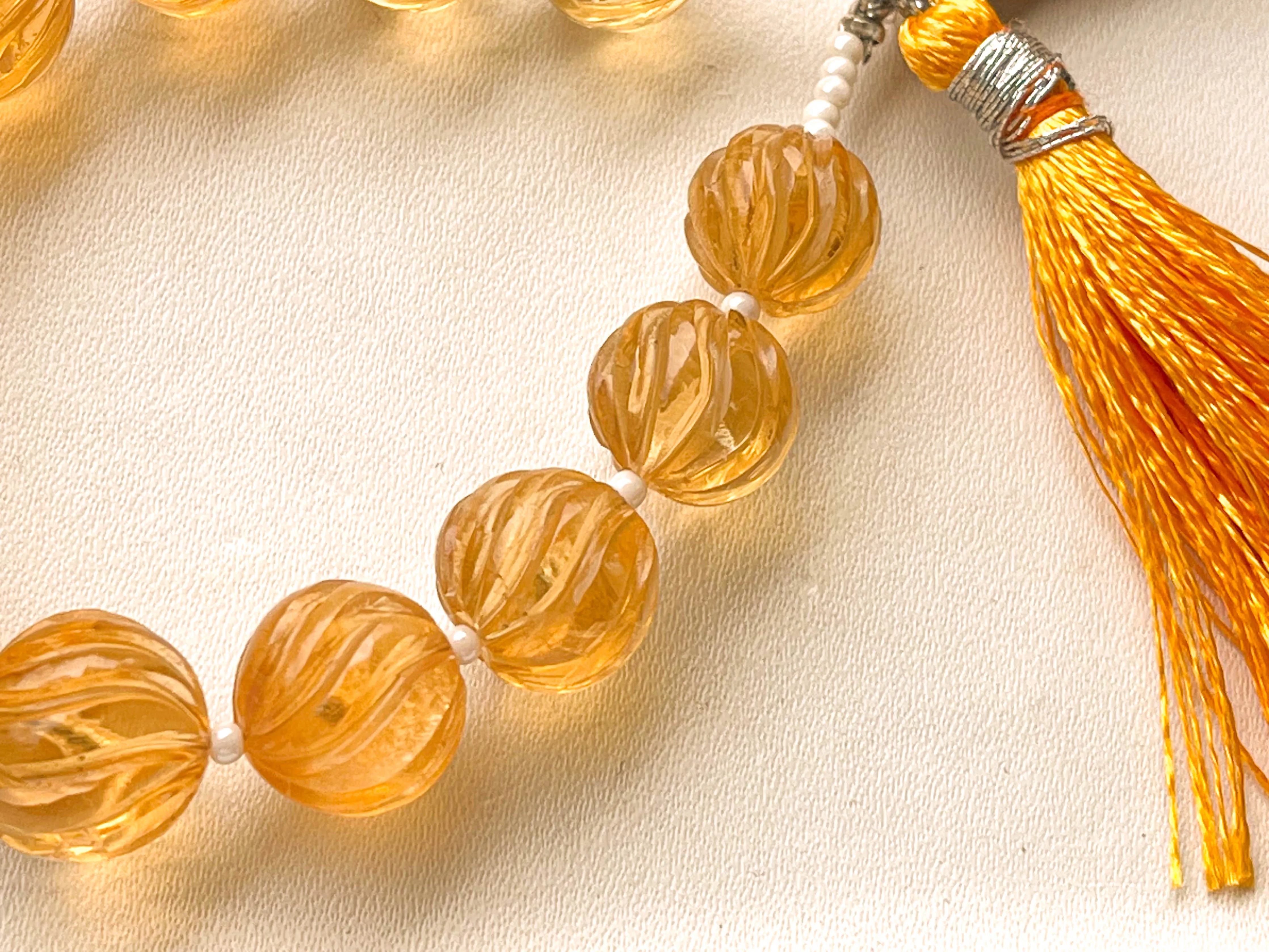 Natural Citrine Spiral carved balls