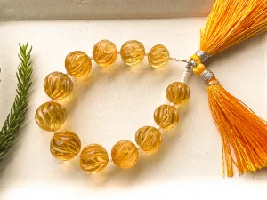 Natural Citrine Spiral carved balls