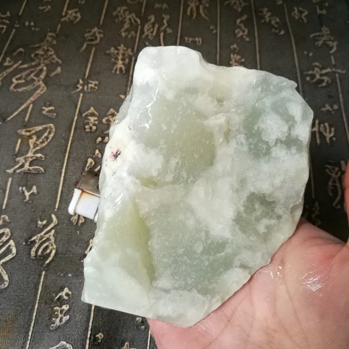 Natural Kunlun Jade Rough Nephrite Raw (533g, 8.5X8X6cm)