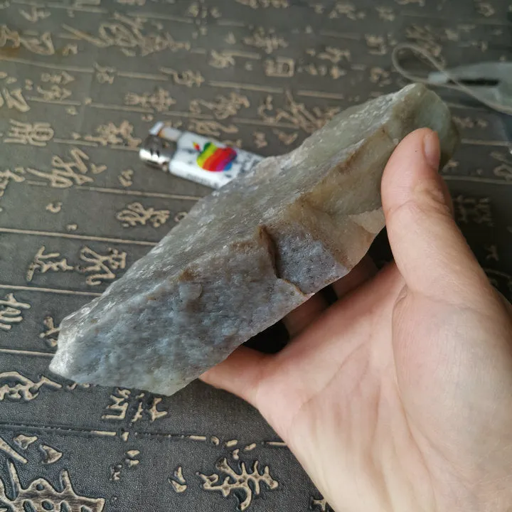 Natural Kunlun Jade Rough Nephrite Raw (539g, 15X6X3cm)