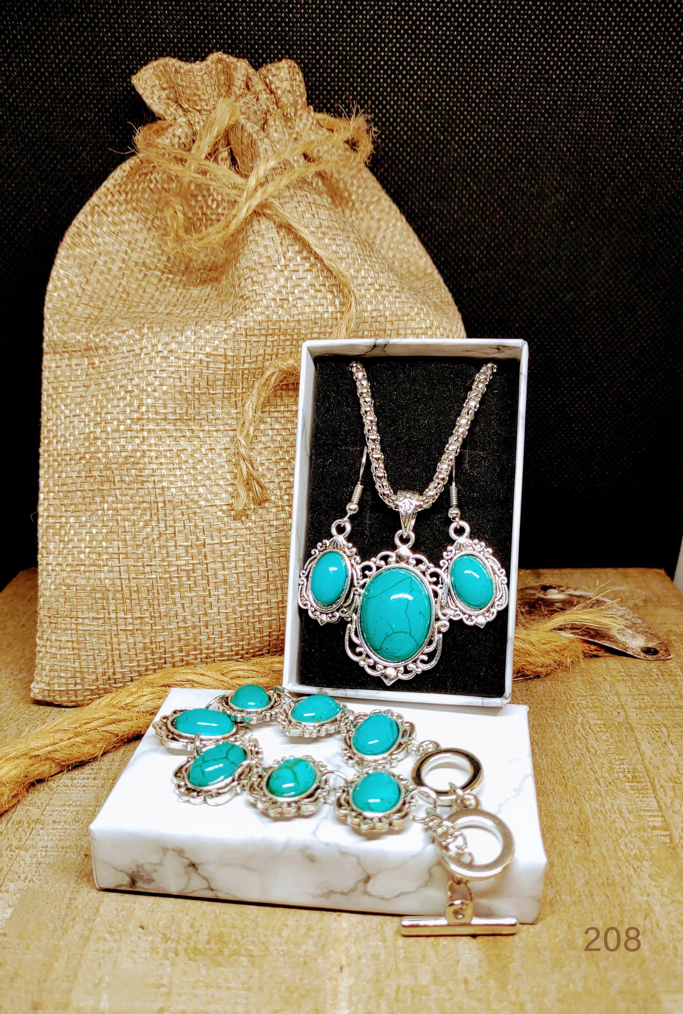 NEW! Western vintage silver turquoise stone drop earrings ''New"