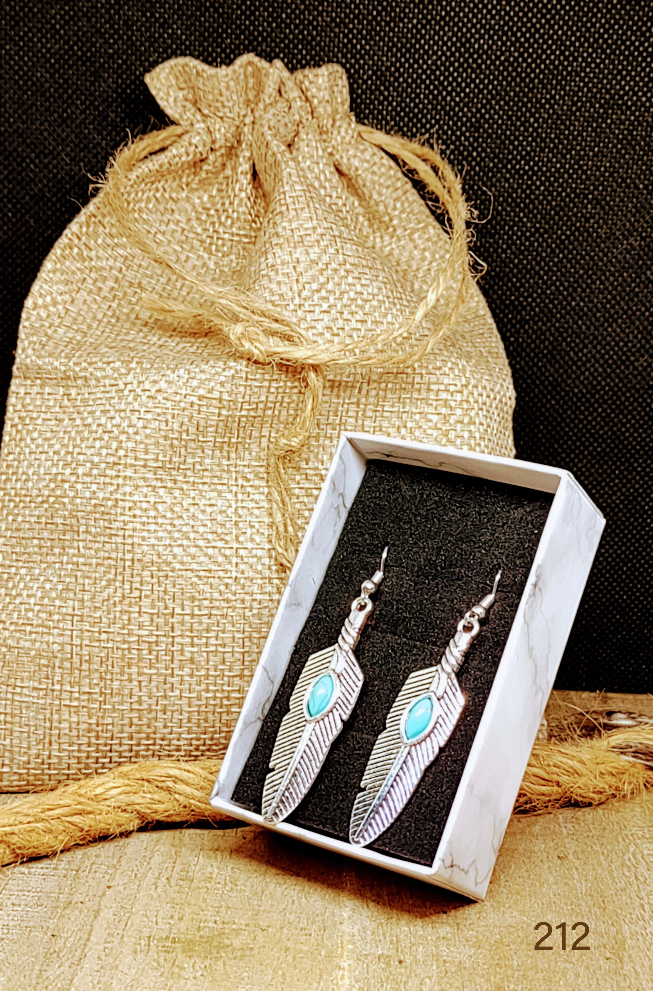 NEW! Western vintage silver turquoise stone drop earrings ''New"