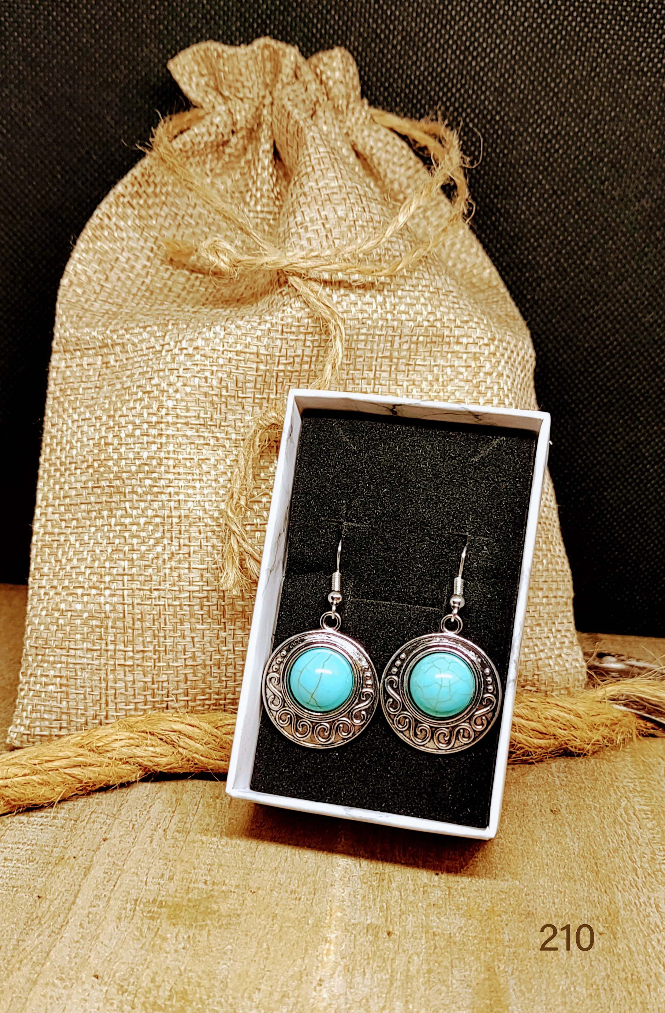 NEW! Western vintage silver turquoise stone drop earrings ''New"