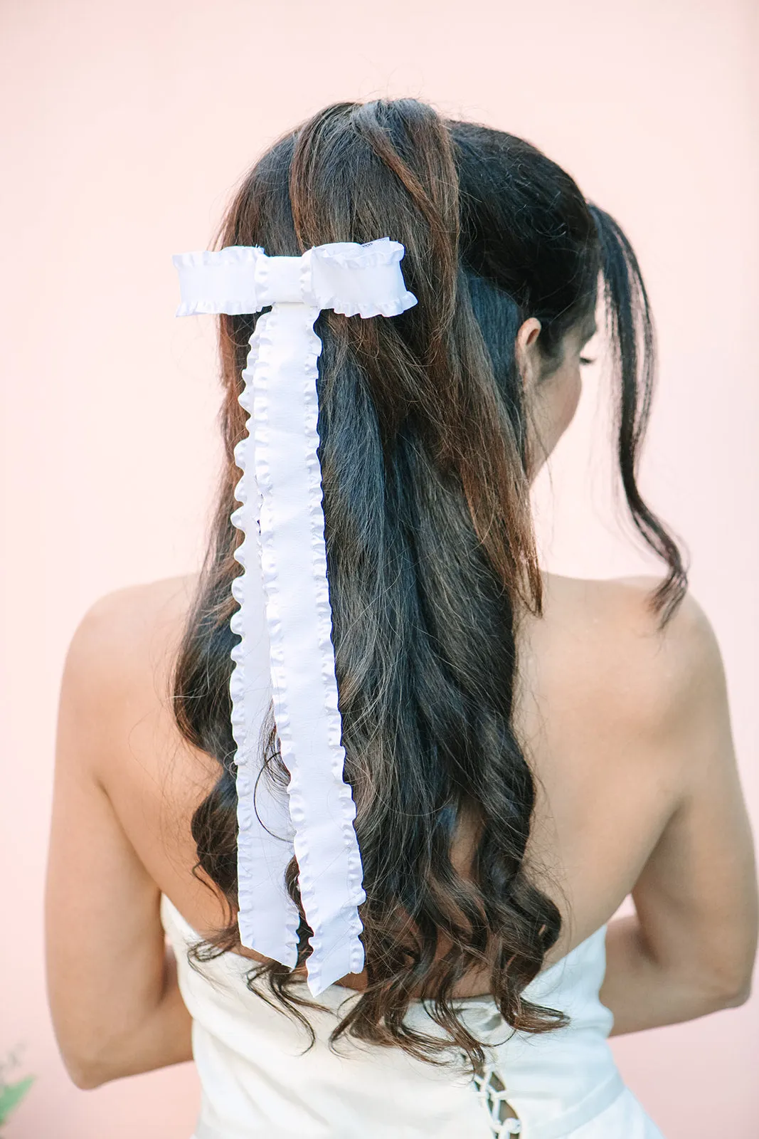 Nikki Bow Barrette - White