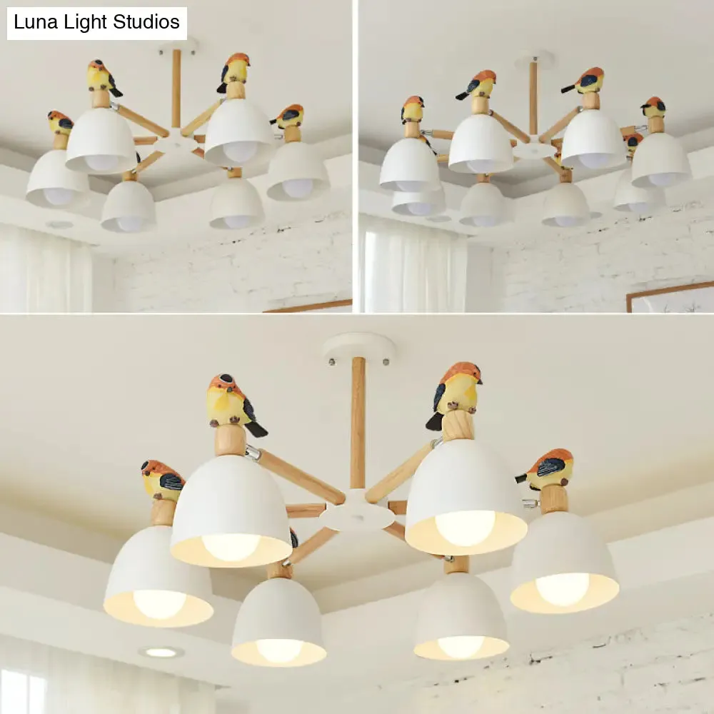 Nordic Modern Iron Chandelier with Bird Deco Lighting for Living Room Décor