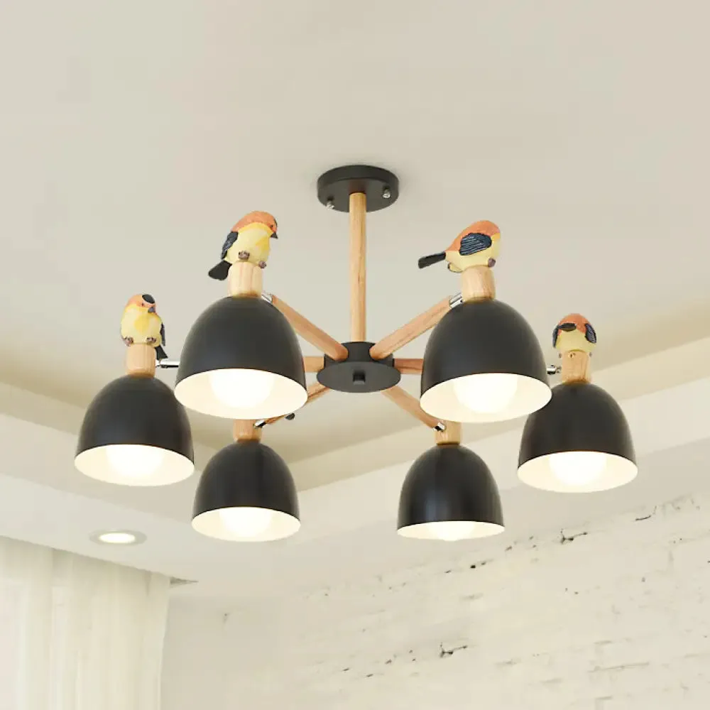 Nordic Modern Iron Chandelier with Bird Deco Lighting for Living Room Décor