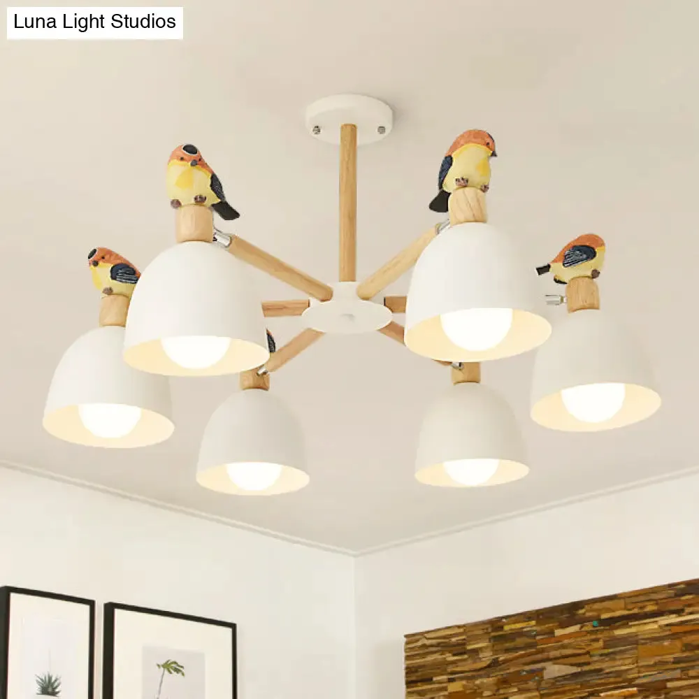 Nordic Modern Iron Chandelier with Bird Deco Lighting for Living Room Décor