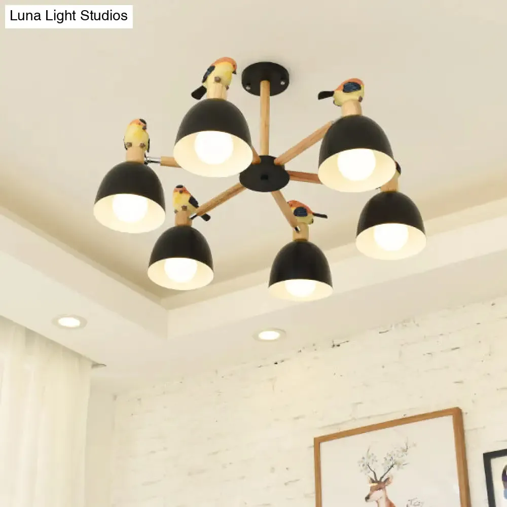 Nordic Modern Iron Chandelier with Bird Deco Lighting for Living Room Décor