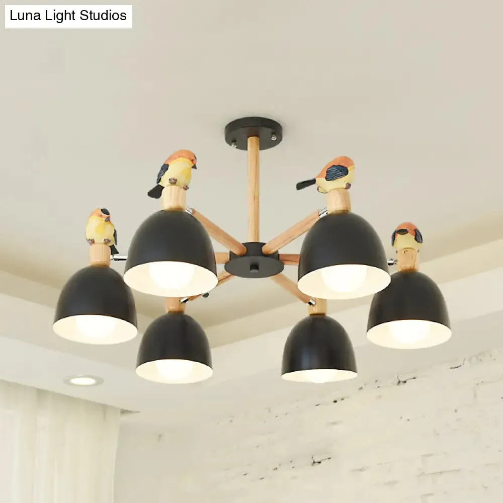 Nordic Modern Iron Chandelier with Bird Deco Lighting for Living Room Décor