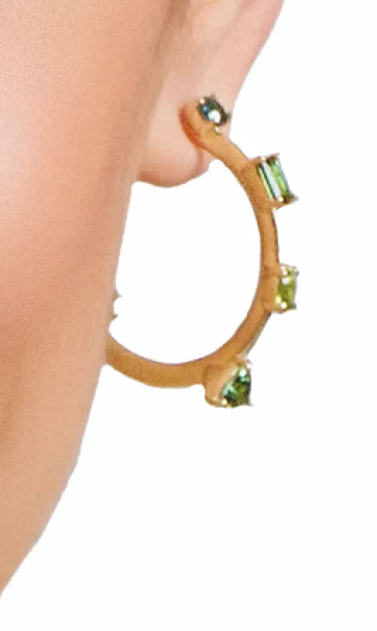 Ombre Green Tourmaline Hoop Earrings by Suzy Landa
