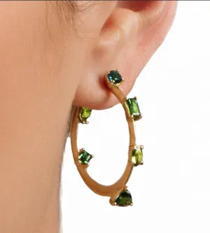 Ombre Green Tourmaline Hoop Earrings by Suzy Landa