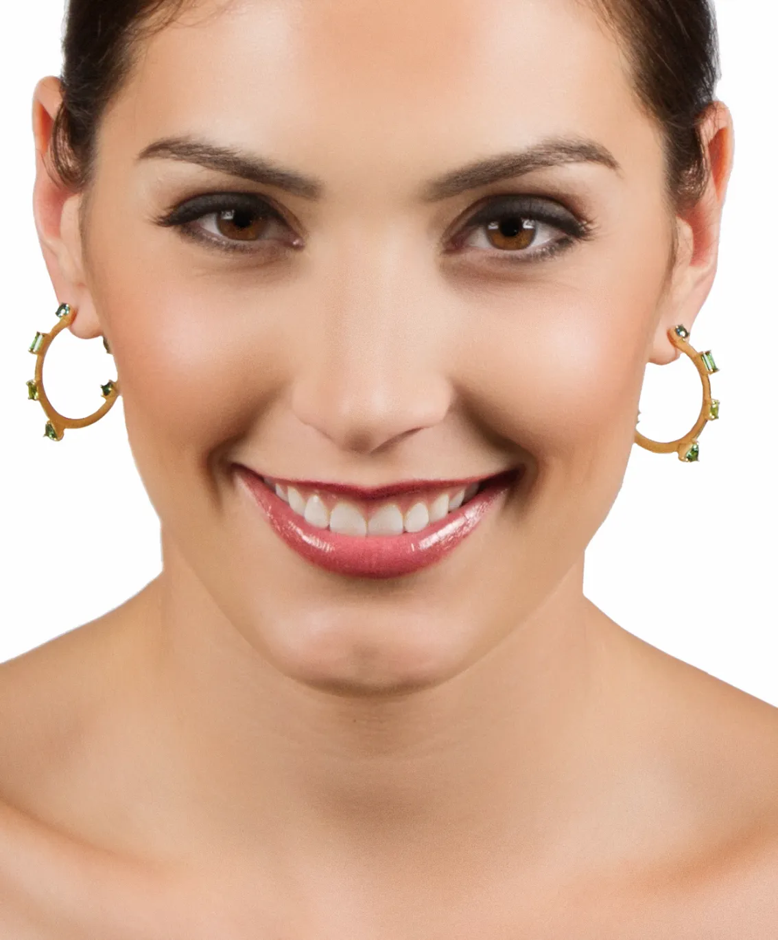 Ombre Green Tourmaline Hoop Earrings by Suzy Landa