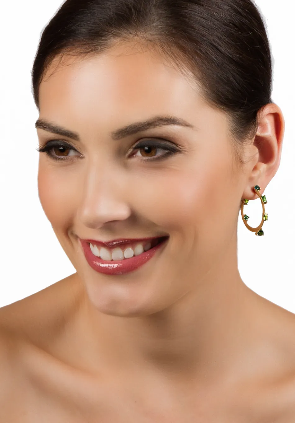 Ombre Green Tourmaline Hoop Earrings by Suzy Landa