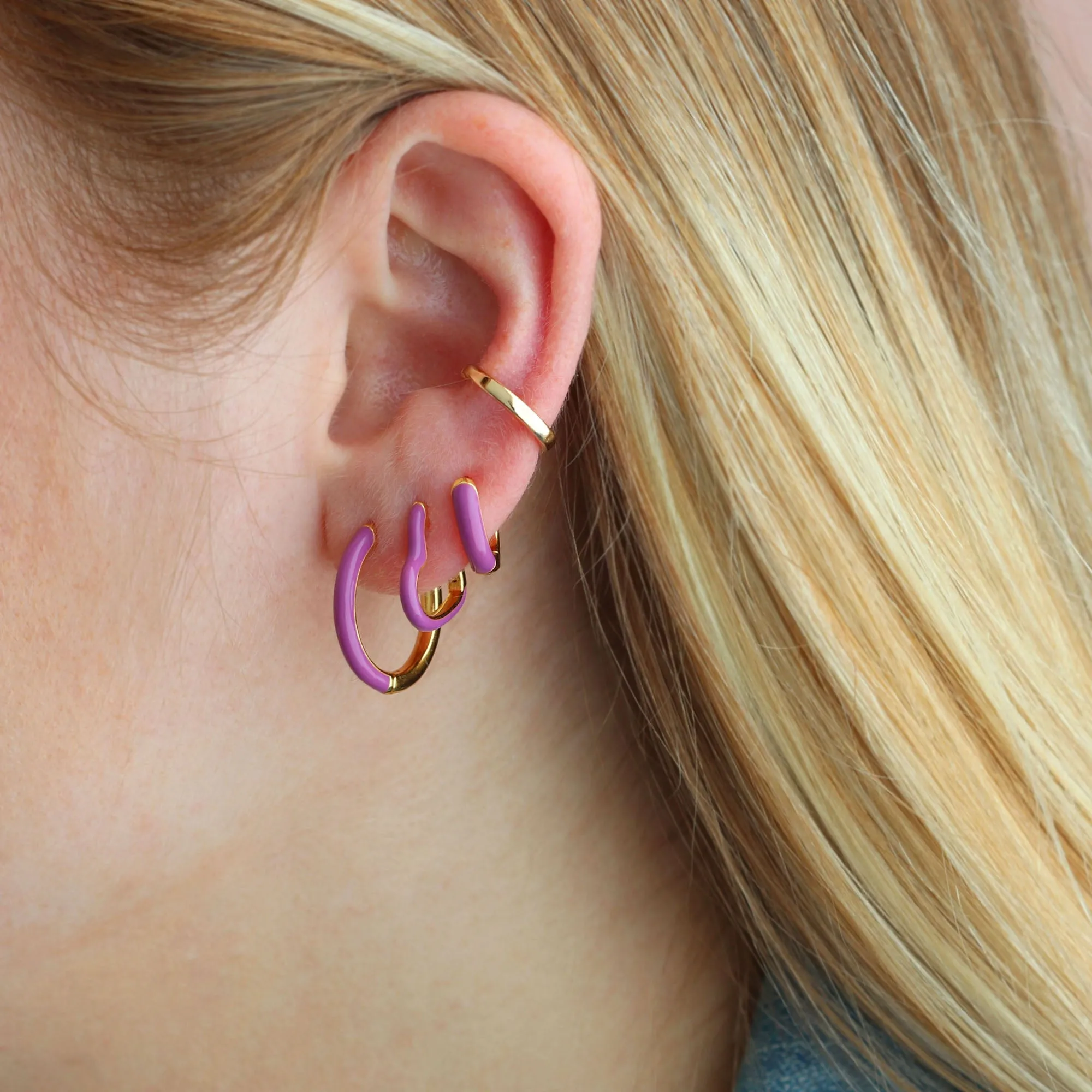 Open Heart Enamel Hinged Huggie Hoop Earrings