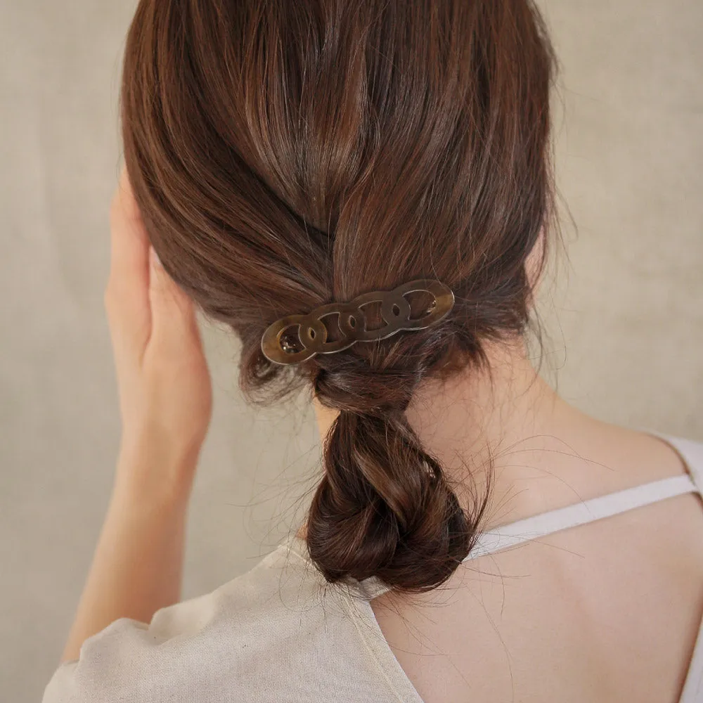 Oval Marble Chain Barrette