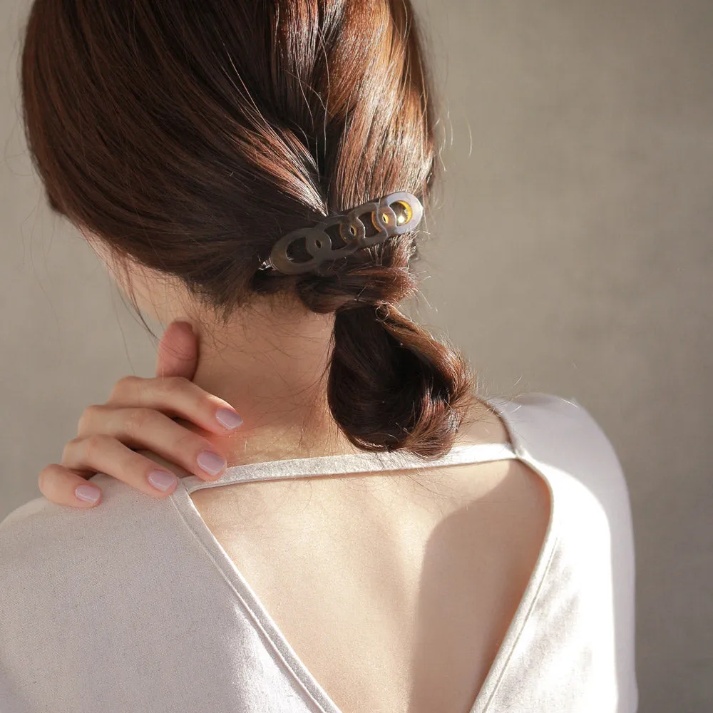 Oval Marble Chain Barrette