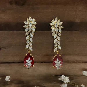 Pearlfect Golden Ruby Diamond Cut Earrings