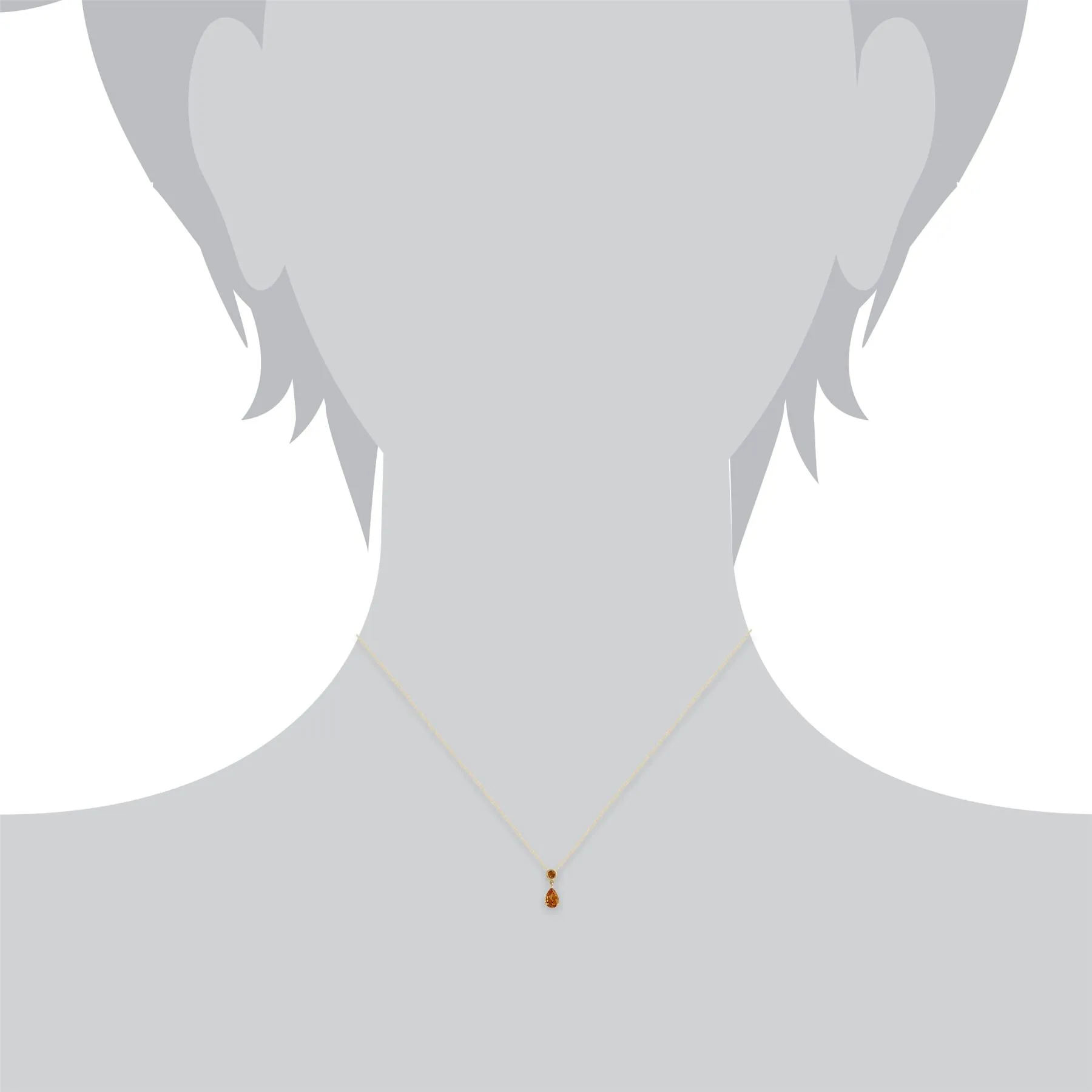 Pendentif Classique Or Jaune 375 Citrine Poire & Ronde