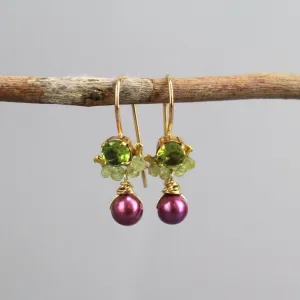 Peridot Pink Pearl Petite Dancer Earrings
