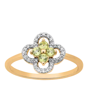 Peridot Ring - 10ct Yellow Gold Peridot & Diamond Ring - 786256