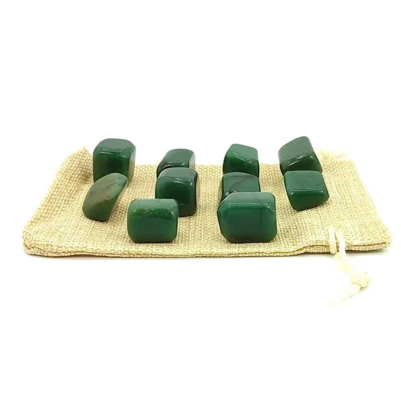 Plus Value Green Jade Tumbled Stone Pebbles Reiki Healing Aura Chakra (100grams, Jute Bag)