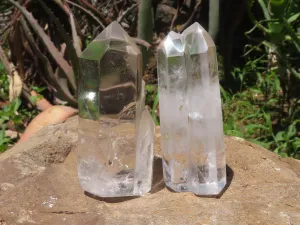 Polished Semi Optic Clear Quartz Crystals x 6 From Madagascar