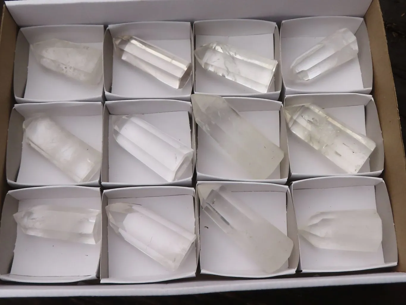 Polished Semi Optic Clear Quartz Points x 12 From Madagascar