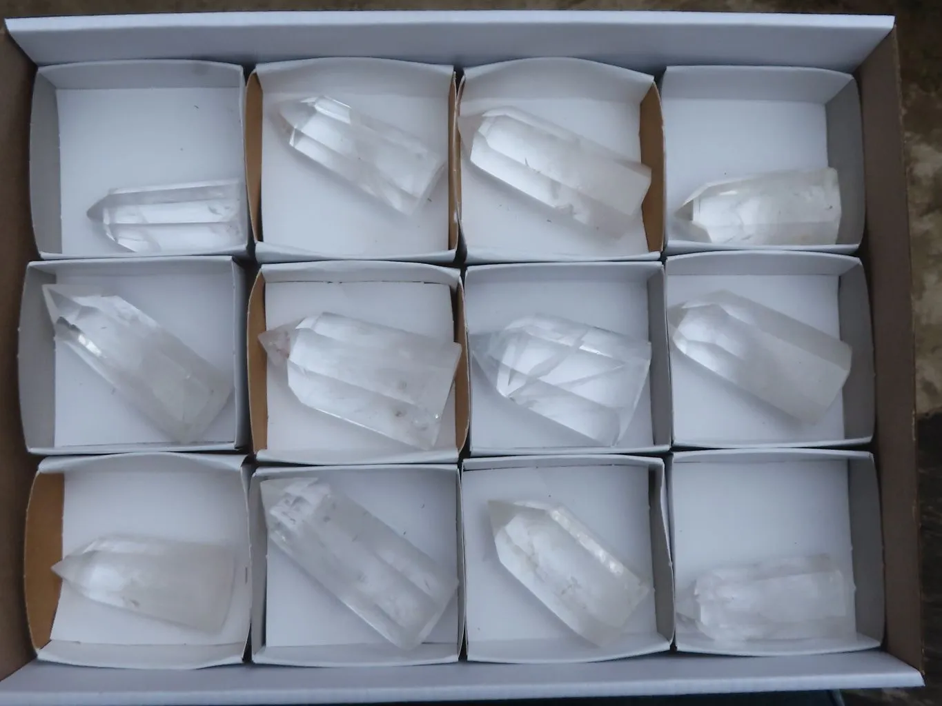 Polished Small Clear Quartz Crystal Points x 12 From Madagascar