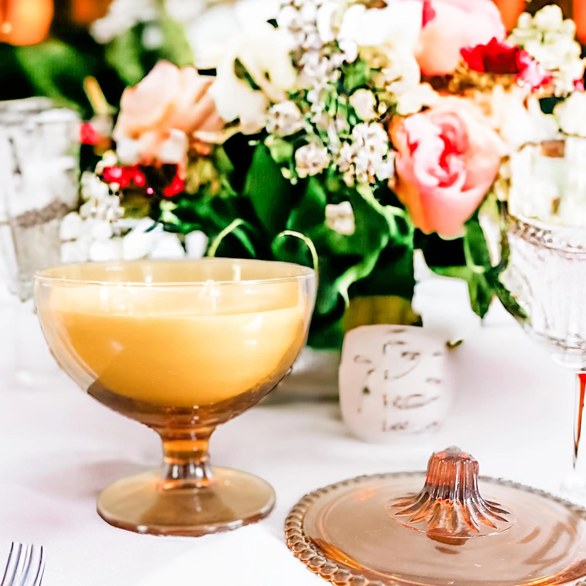 Pumpkin Buttercream Candle in Vintage Amber Glass Dish