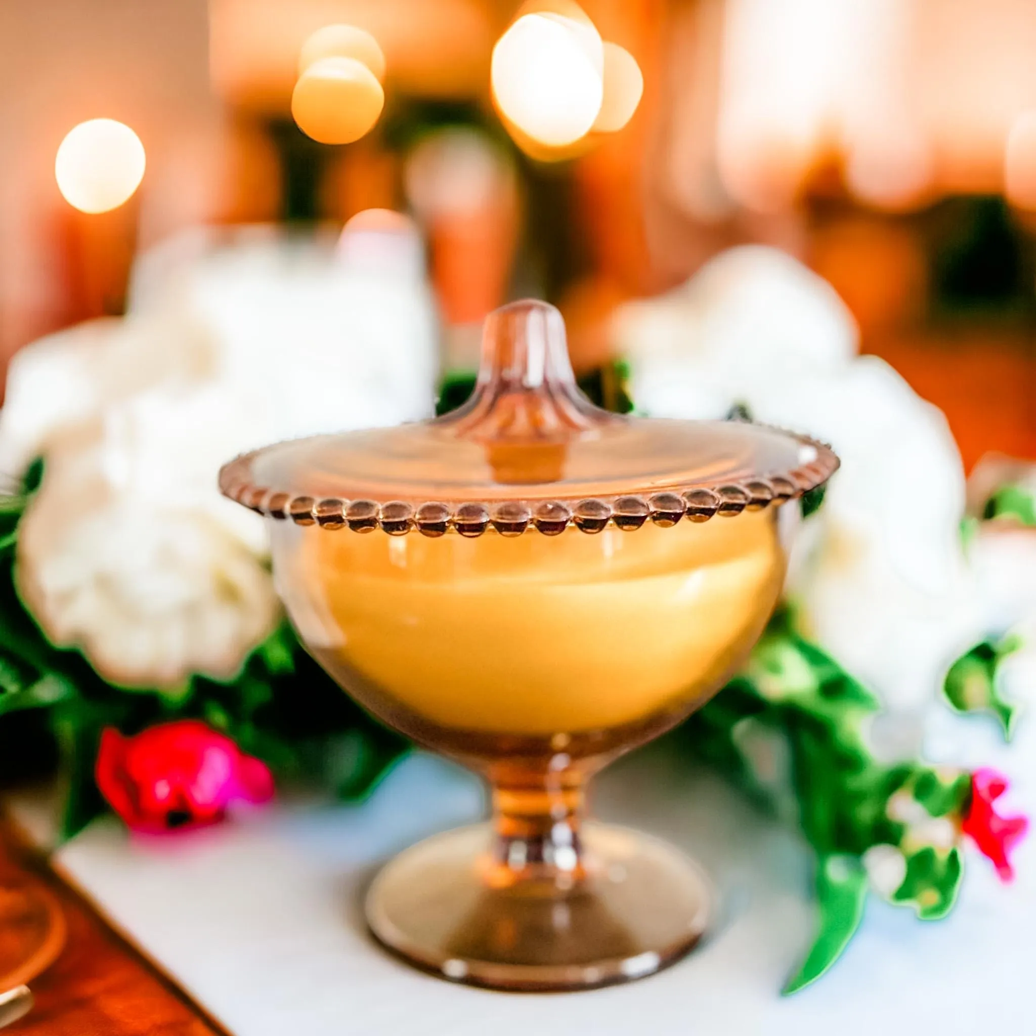 Pumpkin Buttercream Candle in Vintage Amber Glass Dish