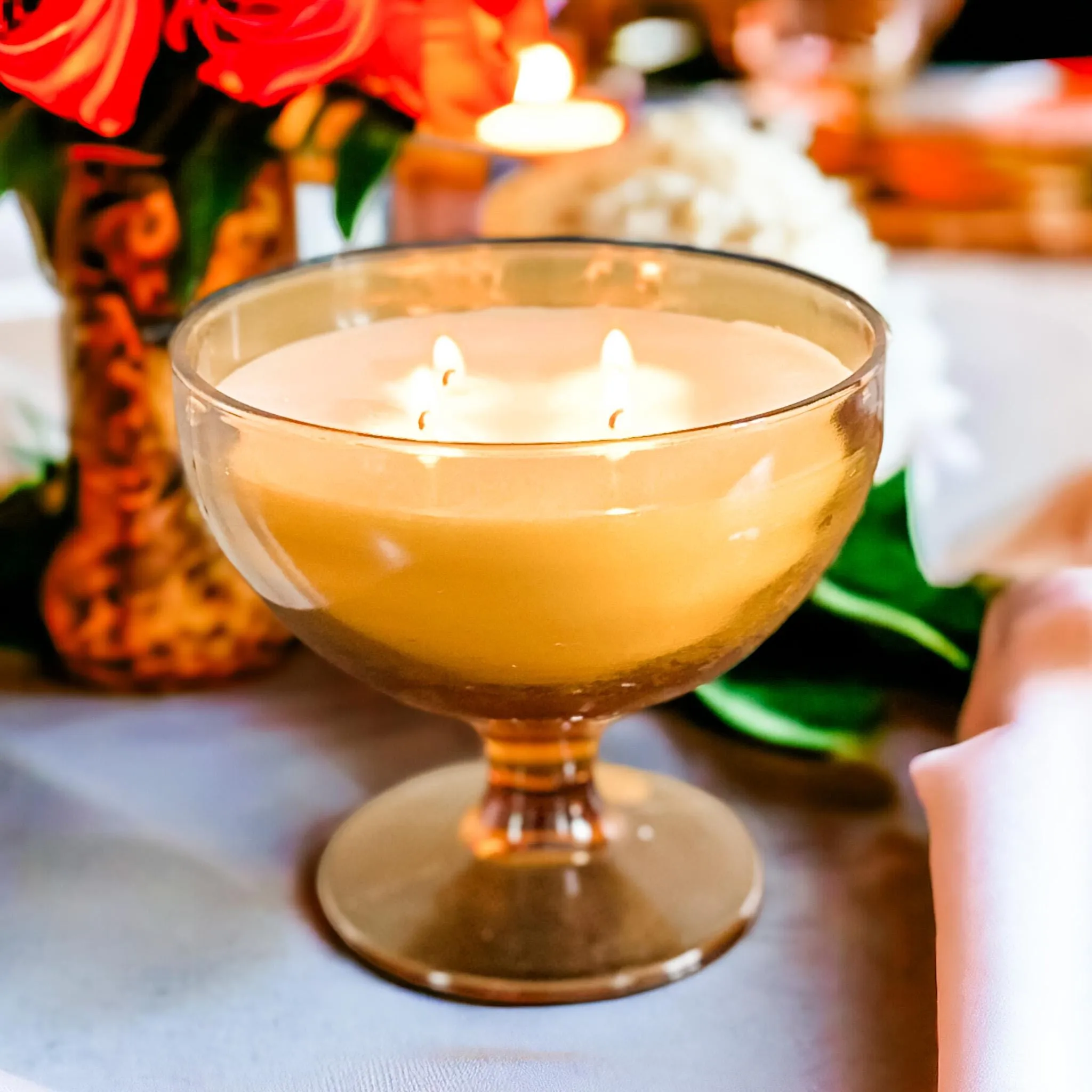 Pumpkin Buttercream Candle in Vintage Amber Glass Dish