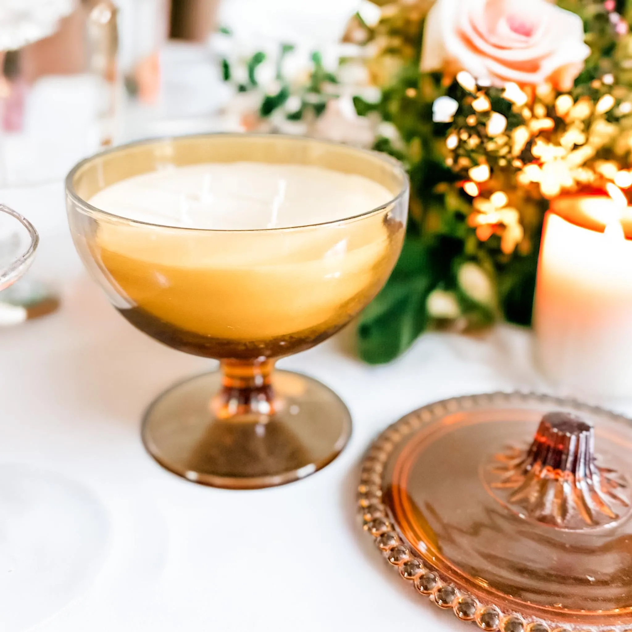Pumpkin Buttercream Candle in Vintage Amber Glass Dish