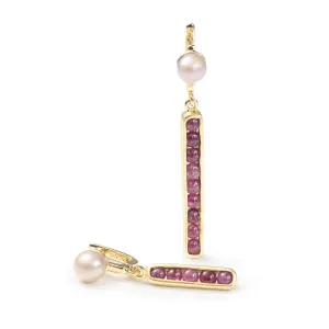 Puro Pearl and Ruby Earrings (18K Gold)