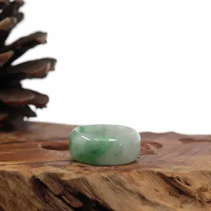 RealJade® Co. Genuine Burmese Blue-green Jadeite Jade Men's Band Ring