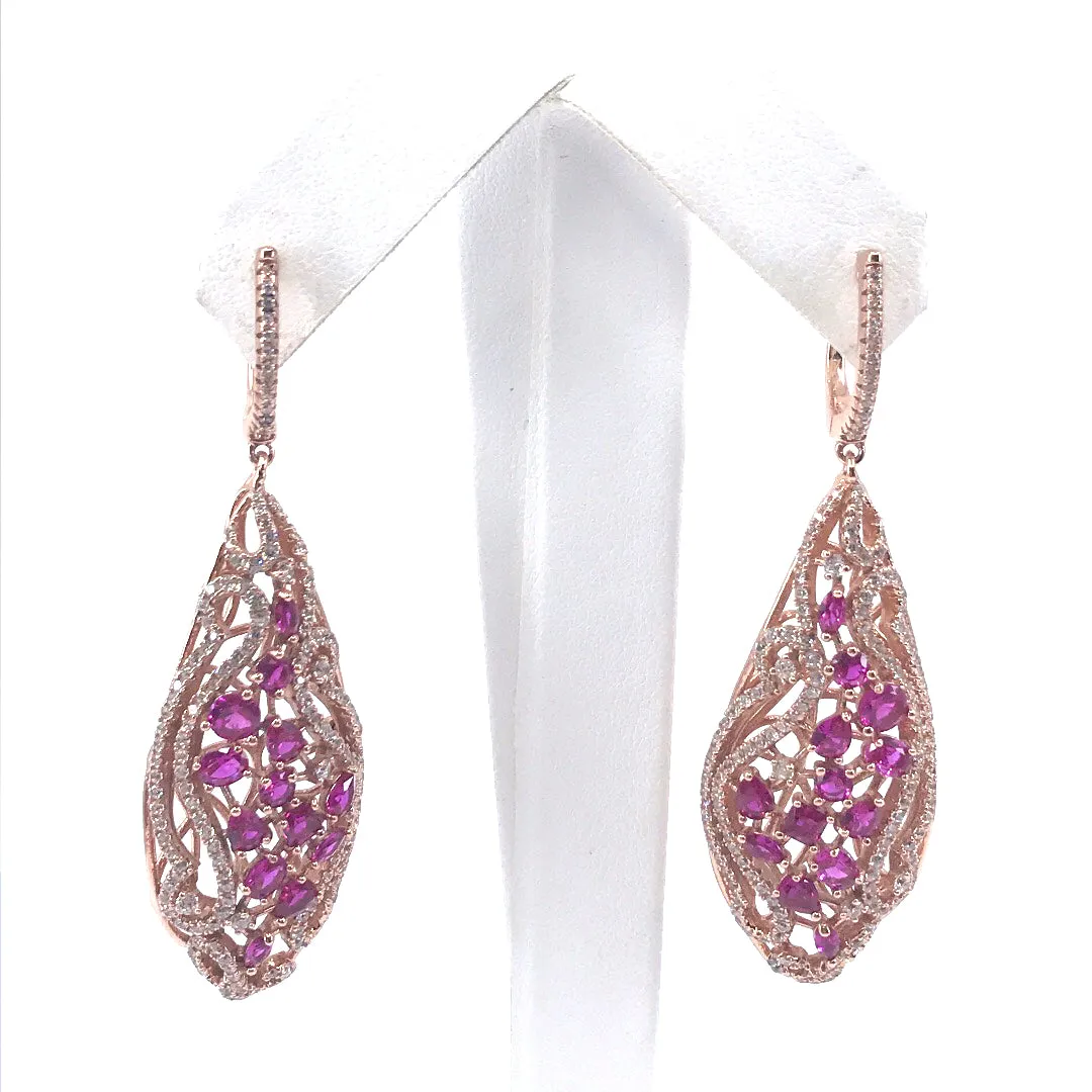 Rose Gold Plated Sterling Silver Drop Earrings